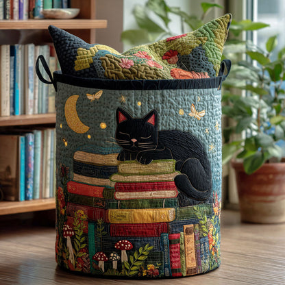 Panier à linge matelassé artisanal – Motif littéraire