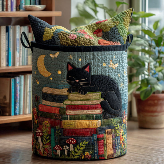 Panier à linge matelassé artisanal – Motif littéraire