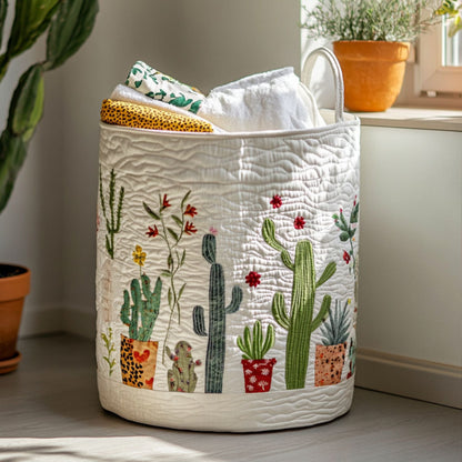 Panier à linge matelassé artisanal – Cactus