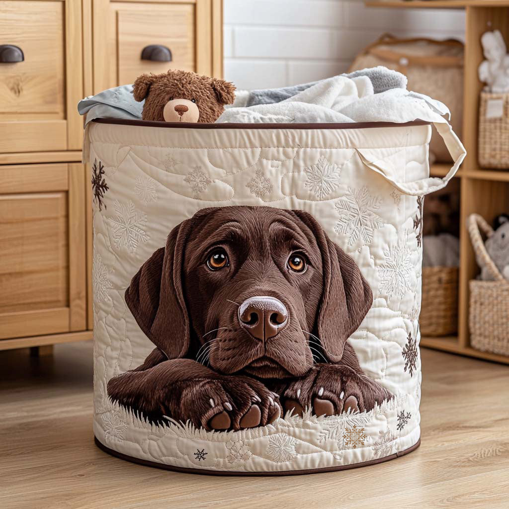 Panier à linge matelassé artisanal – Motif chien