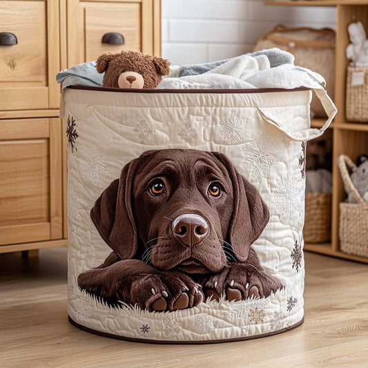 Panier à linge matelassé artisanal – Motif chien