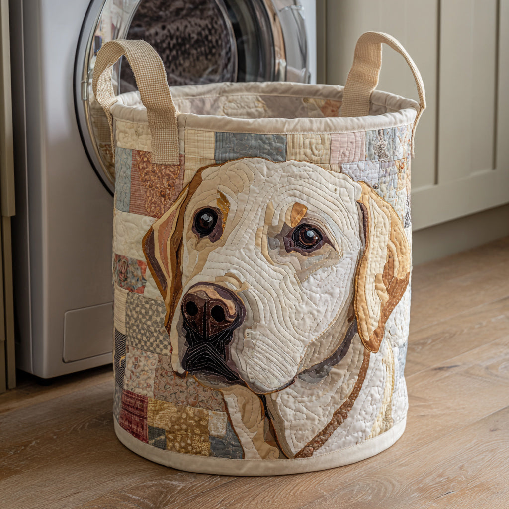 Panier à linge matelassé artisanal – Labrador style rustique