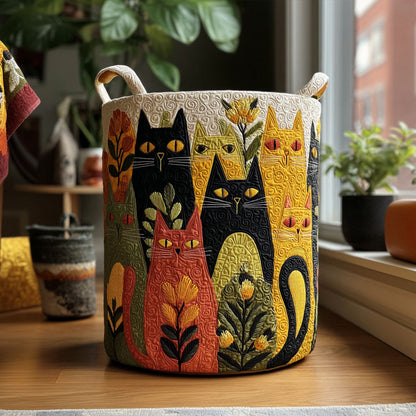 Panier à linge matelassé artisanal – Chats