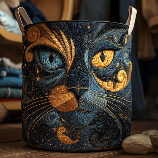 Panier à linge matelassé artisanal – Chats