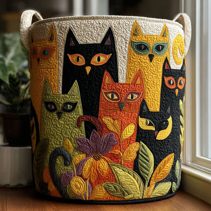 Panier à linge matelassé artisanal – Chats