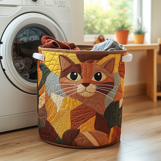 Panier à linge matelassé artisanal – Chats
