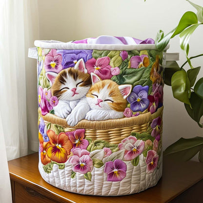 Panier à linge matelassé artisanal – Chats