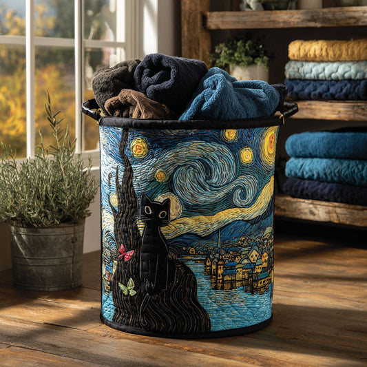 Panier à linge matelassé artisanal – Chats