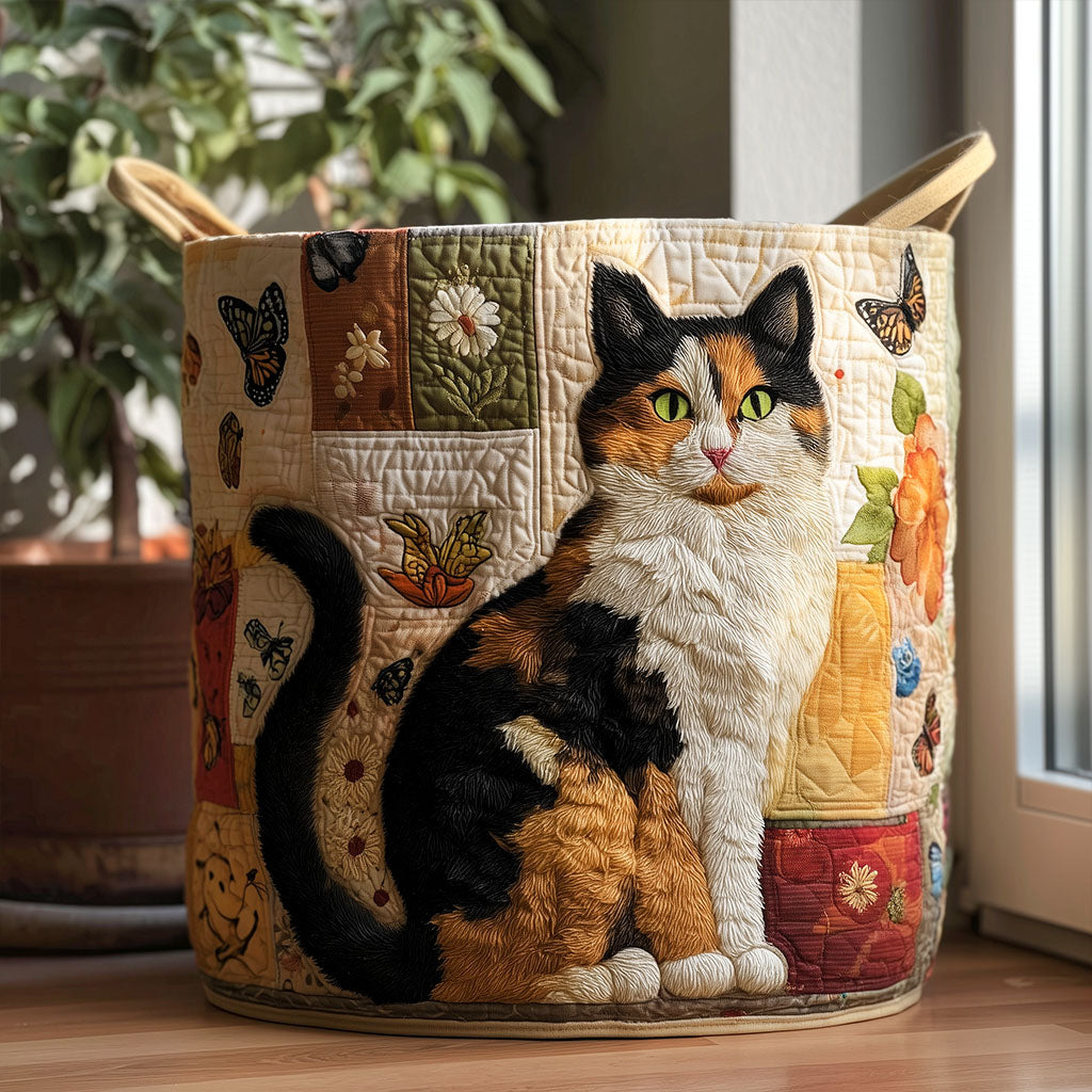 Panier à linge matelassé artisanal – Chats