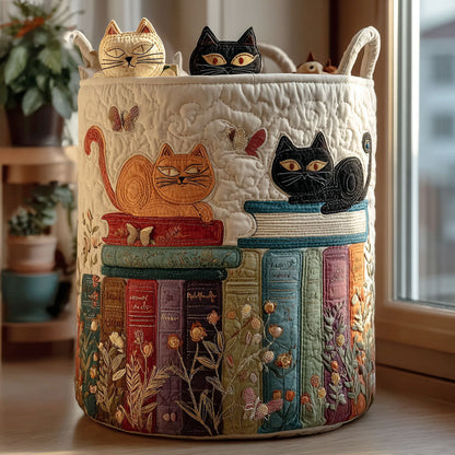 Panier à linge matelassé artisanal – Chats