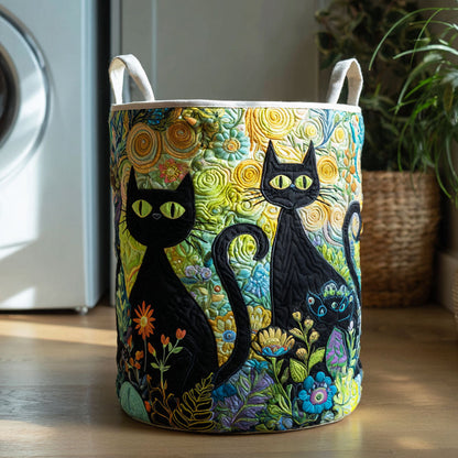 Panier à linge matelassé artisanal – Chats