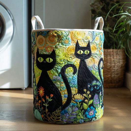 Panier à linge matelassé artisanal – Chats