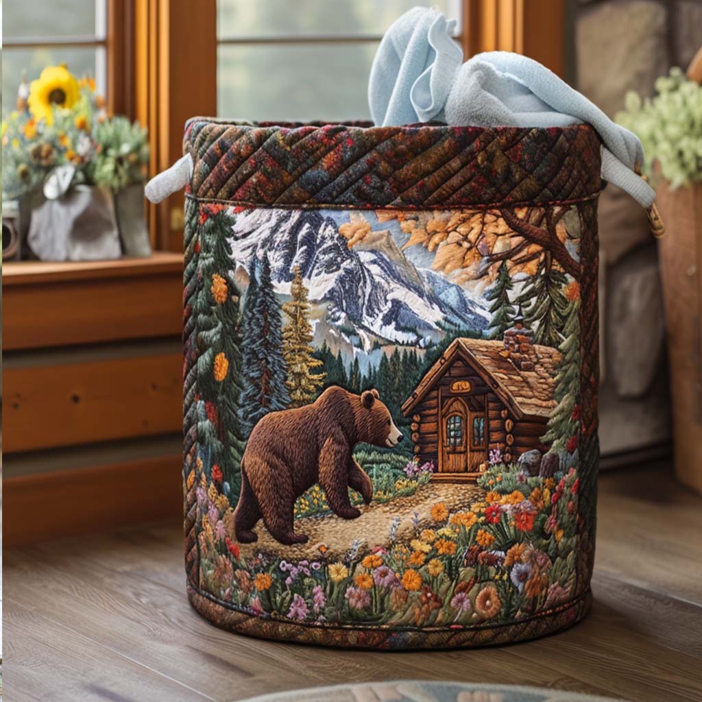 Panier à linge matelassé artisanal – Ours