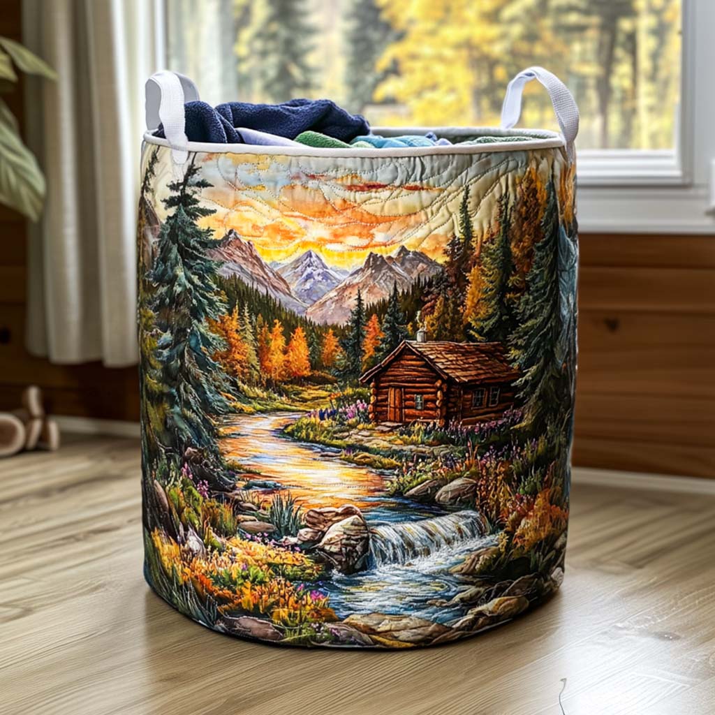 Panier à linge matelassé artisanal – Abeilles et fleurs