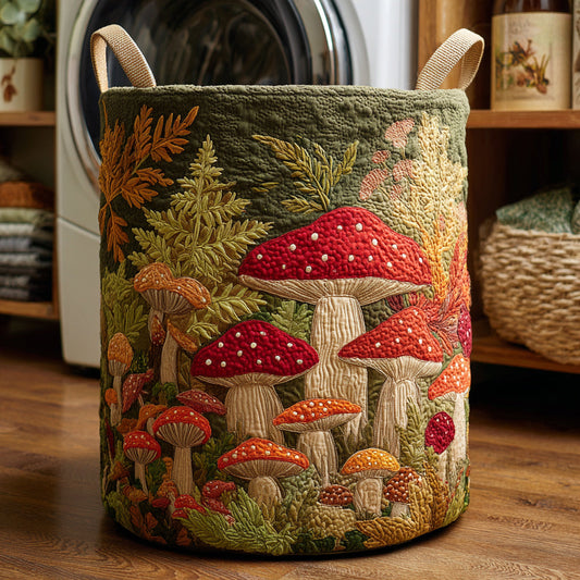 Panier à linge matelassé artisanal – Paysage naturel imprimé