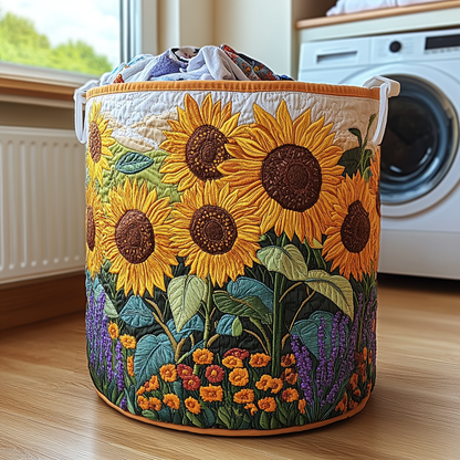 Panier à linge matelassé artisanal – Tournesols