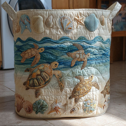 Panier à linge matelassé artisanal – Motif apaisant