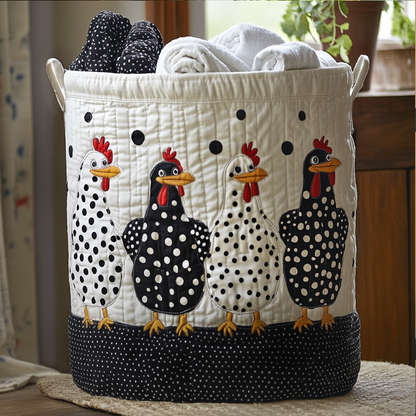Panier à linge matelassé artisanal – À pois