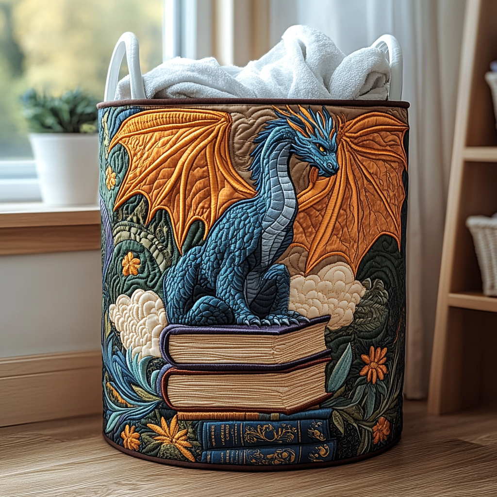Panier à linge matelassé artisanal – Dragon