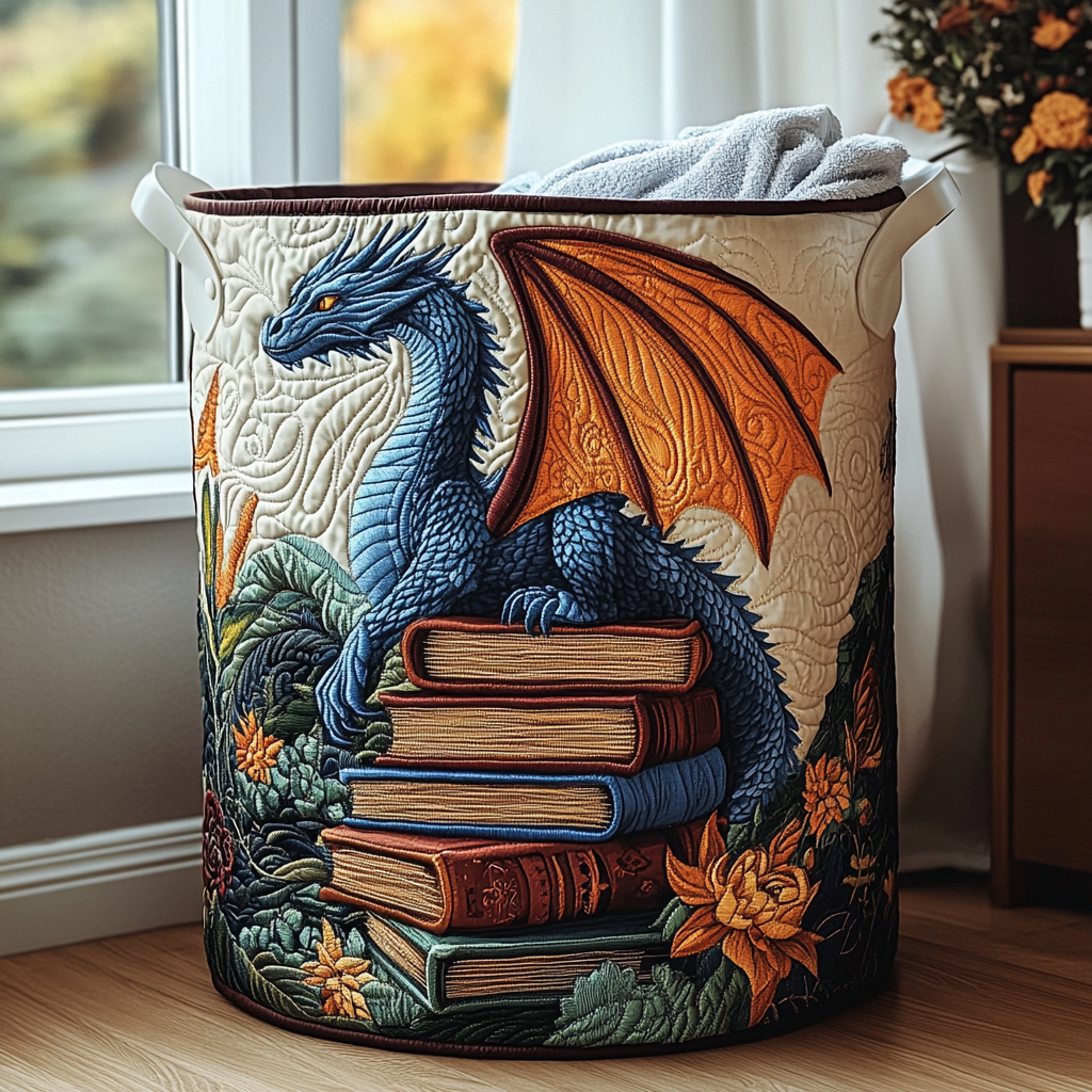 Panier à linge matelassé artisanal – Dragon