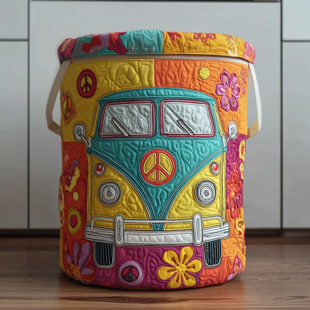 Panier à linge matelassé artisanal – Style hippie coloré