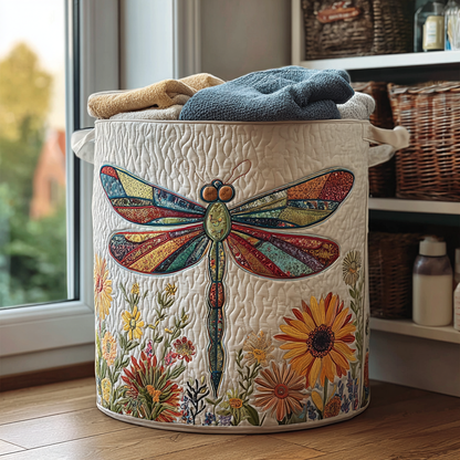 Panier à linge matelassé artisanal – Libellules