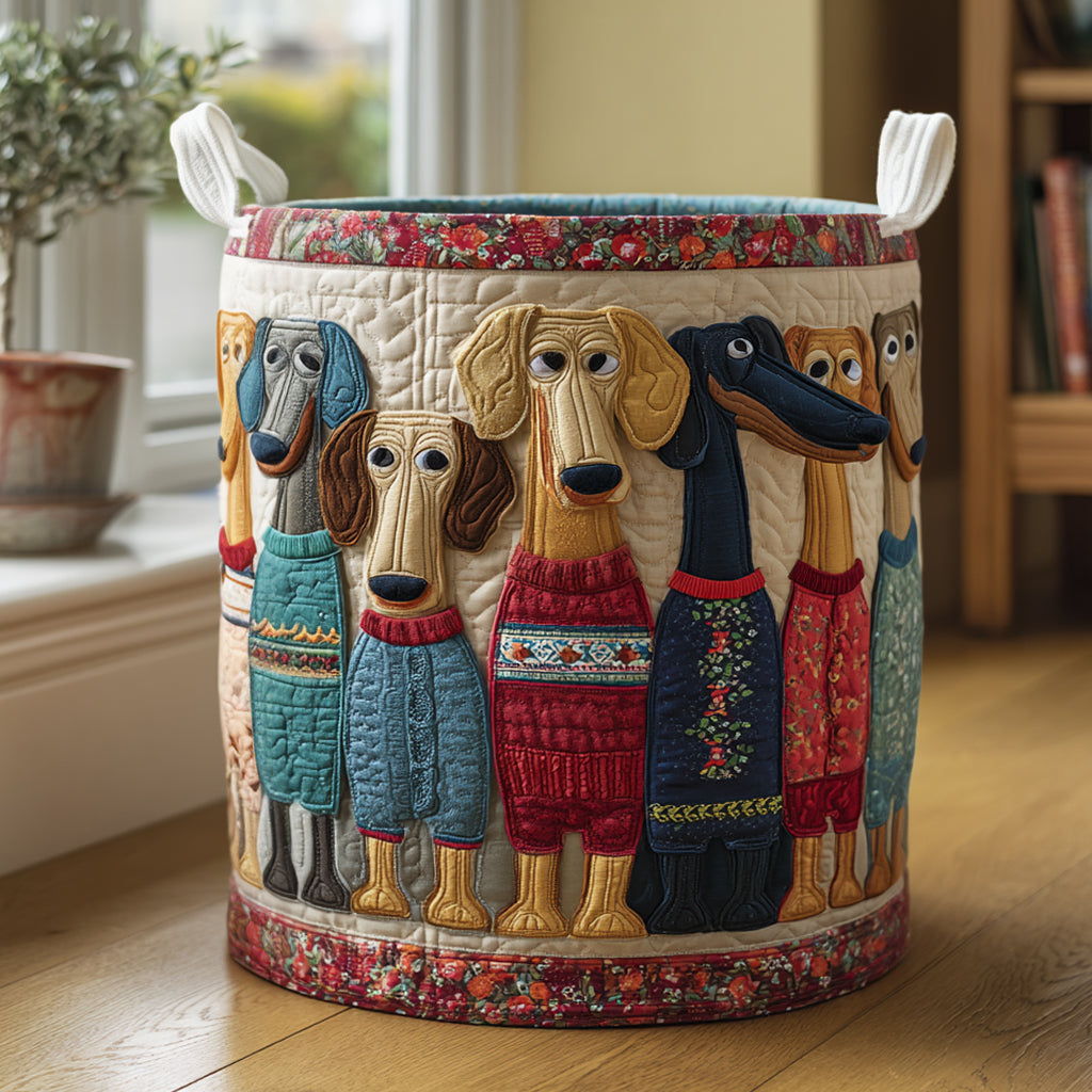 Panier à linge matelassé artisanal – Teckel