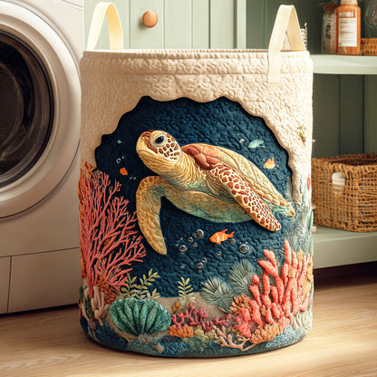 Panier à linge matelassé artisanal – Tortue de mer
