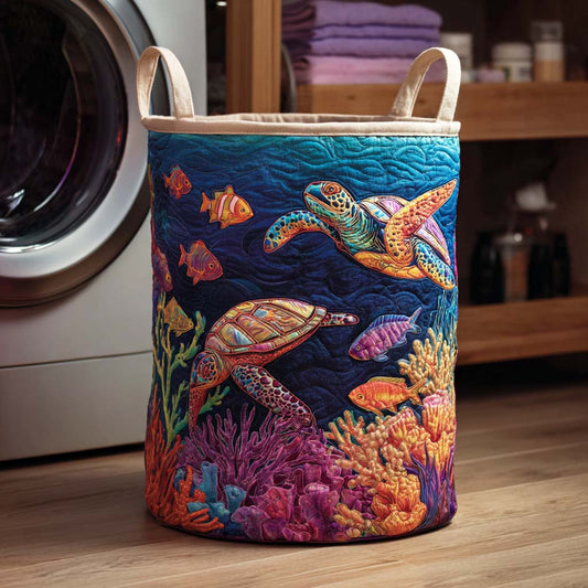 Panier à linge matelassé artisanal – Tortue de mer