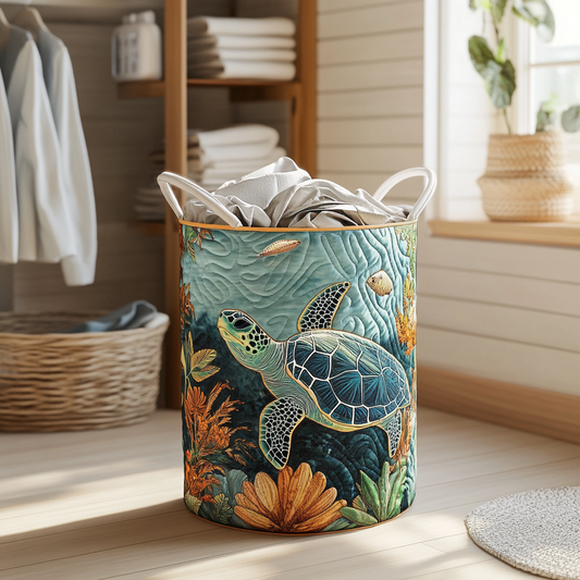 Panier à linge matelassé artisanal – Tortue de mer