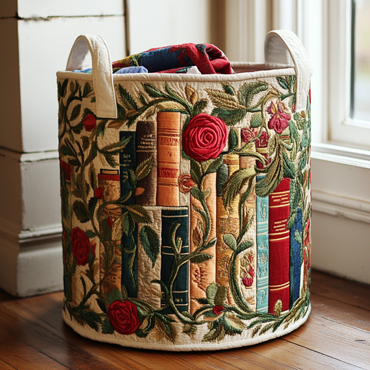 Panier à linge matelassé artisanal – Motif naturel