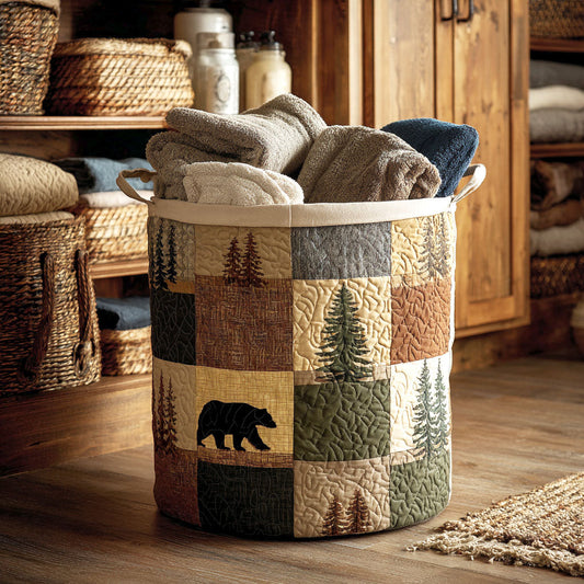Panier à linge matelassé artisanal – Paysage naturel