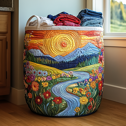 Panier à linge matelassé artisanal – Paysage naturel