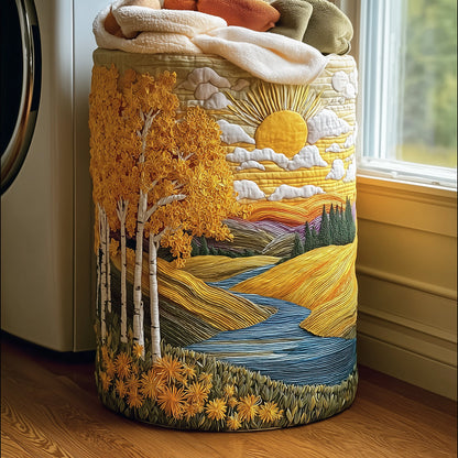 Panier à linge matelassé artisanal – Paysage naturel