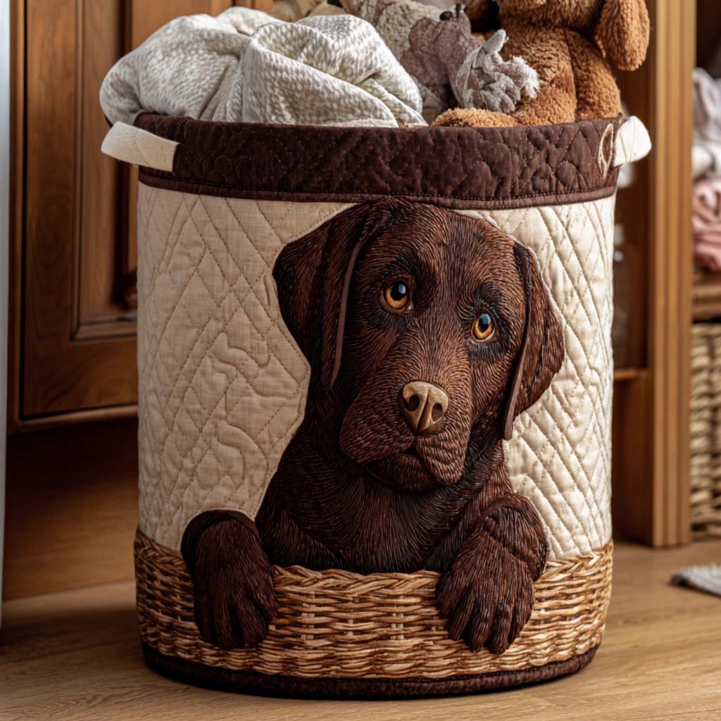 Panier à linge matelassé artisanal – Petit animal aux yeux doux
