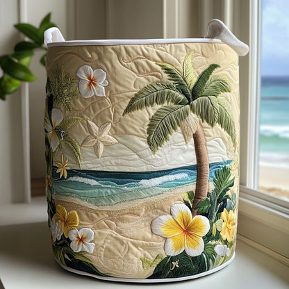 Panier à linge matelassé artisanal – Île tropicale