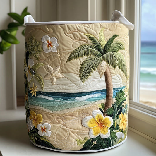 Panier à linge matelassé artisanal – Île tropicale