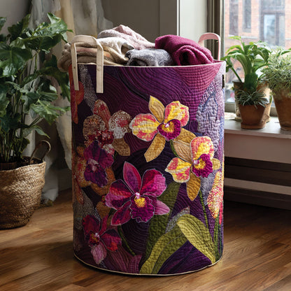 Panier à linge matelassé artisanal – Motif tropical