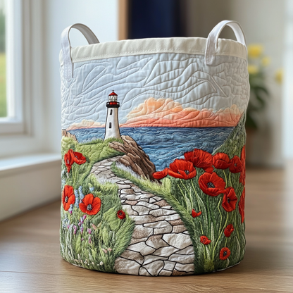 Panier à linge matelassé artisanal – Phare en mer