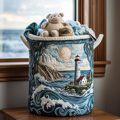 Panier à linge matelassé artisanal – Phare en mer