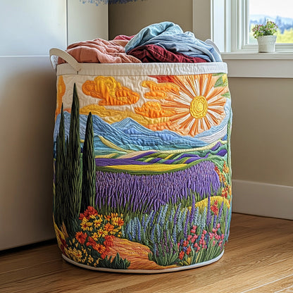 Panier à linge matelassé artisanal – Motif floral