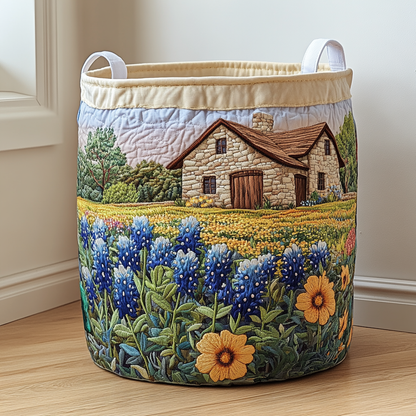 Panier à linge matelassé artisanal – Motif floral