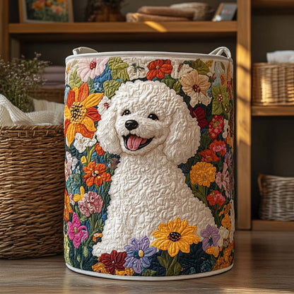 Panier à linge matelassé artisanal – Motif floral