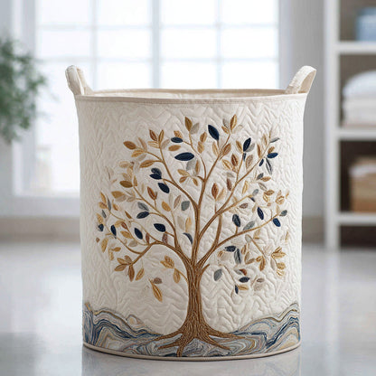 Panier à linge matelassé artisanal – Motif floral