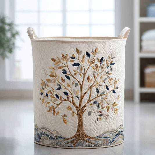 Panier à linge matelassé artisanal – Motif floral