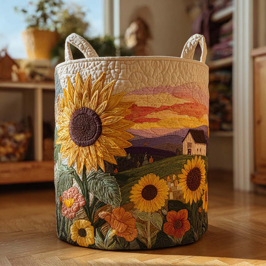 Panier à linge matelassé artisanal – Motif floral