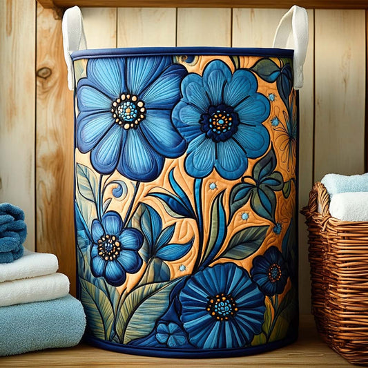 Panier à linge matelassé artisanal – Motif floral