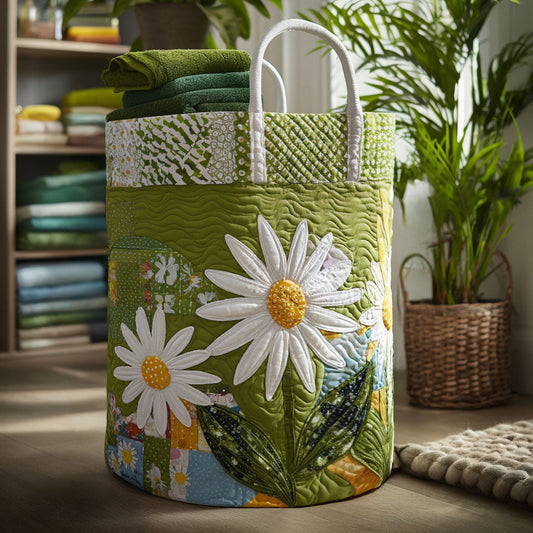 Panier à linge matelassé artisanal – Motif floral